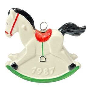 Vintage Goebel 1987 Rocking Horse Christmas Ornament West Germany Porcelain